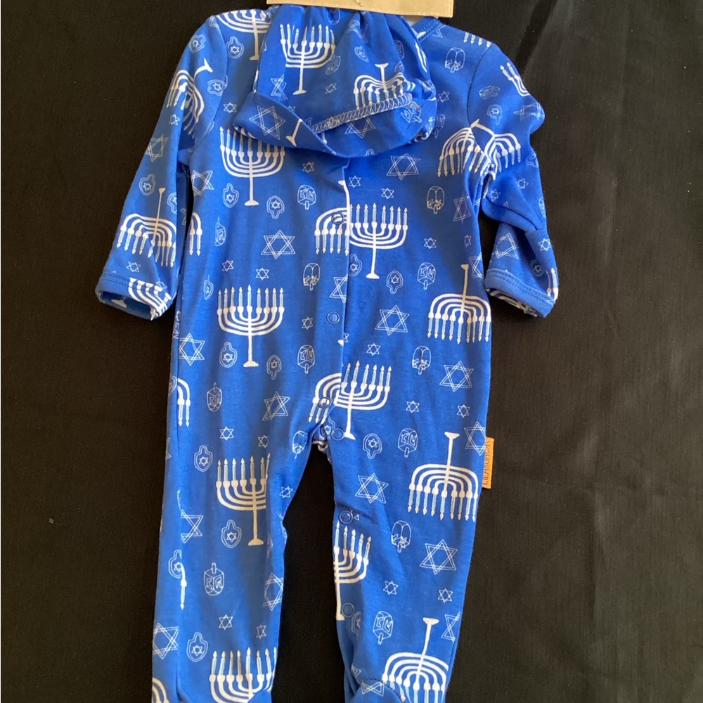 Blue Hanukkah Kids Footie Pajamas - Picture 5 of 15